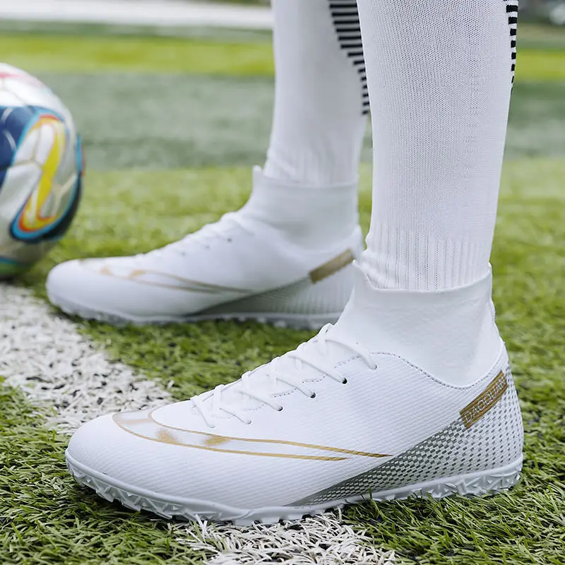 Męskie wysokie buty piłkarskie FG/TF trawa antypoślizgowe buty treningowe trampki korki piłkarskie buty dziecięce buty sportowe na świeżym powietrzu