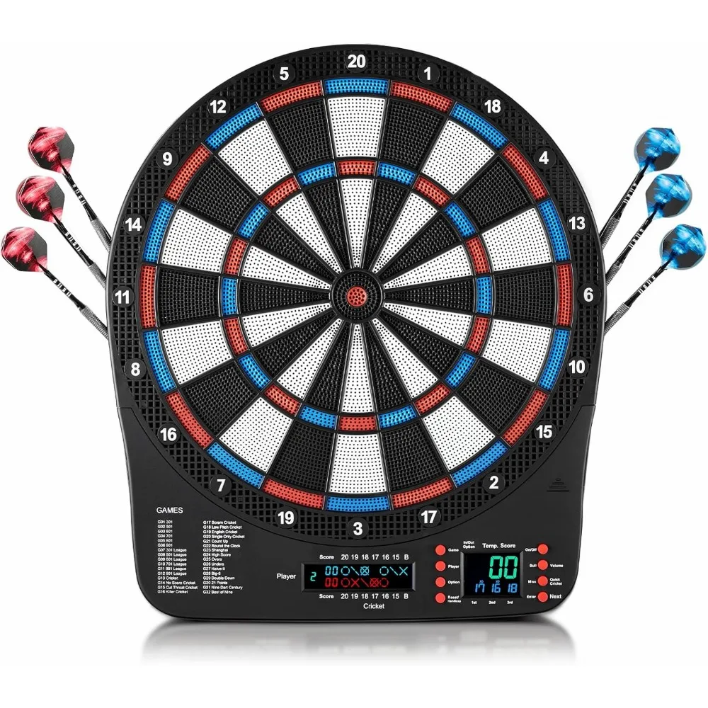 

Электронная доска для дартса, цифровой мягкий наконечник для дартса, 32 игры и вариации 359 с цветным дисплеем для крикета, 100 мягких наконечников