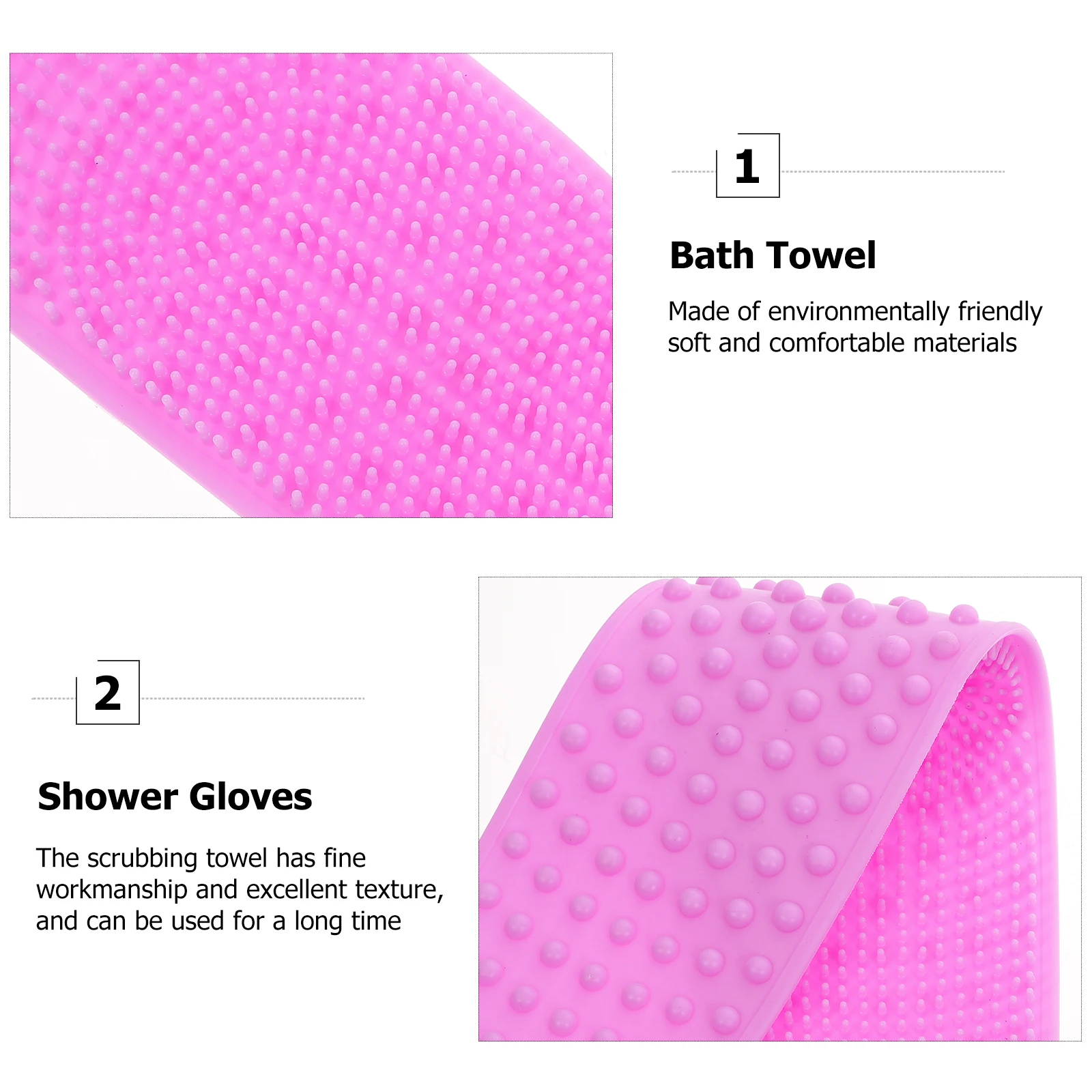 

Silicone Bath Towel Long Strap Back Body Exfoliating Easy Clean Deep Cleansing Bathing Supplies