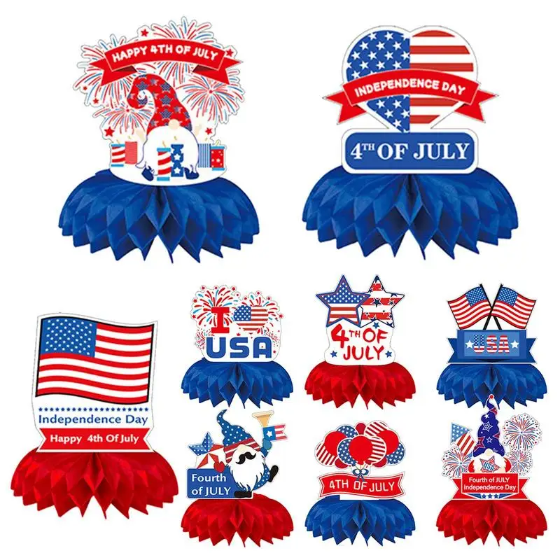 Patriotic Centerpieces for Tables 9PCS 3D Double-Sided Table Topper Fourth of July Accessory Independence Day Decorations for