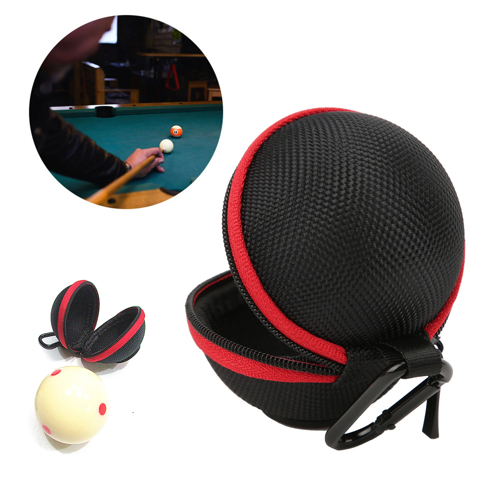 

Clip On Cue Ball Case Holder Circle Storage Bag Training Ball Aluminum Alloy Buckle