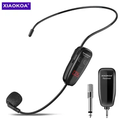 XIAOKOA Head Microphone Wireless Microphone Headset LED Digital Wireless Mic for Fitness 165FT Range for Amplifier Mic Speaker