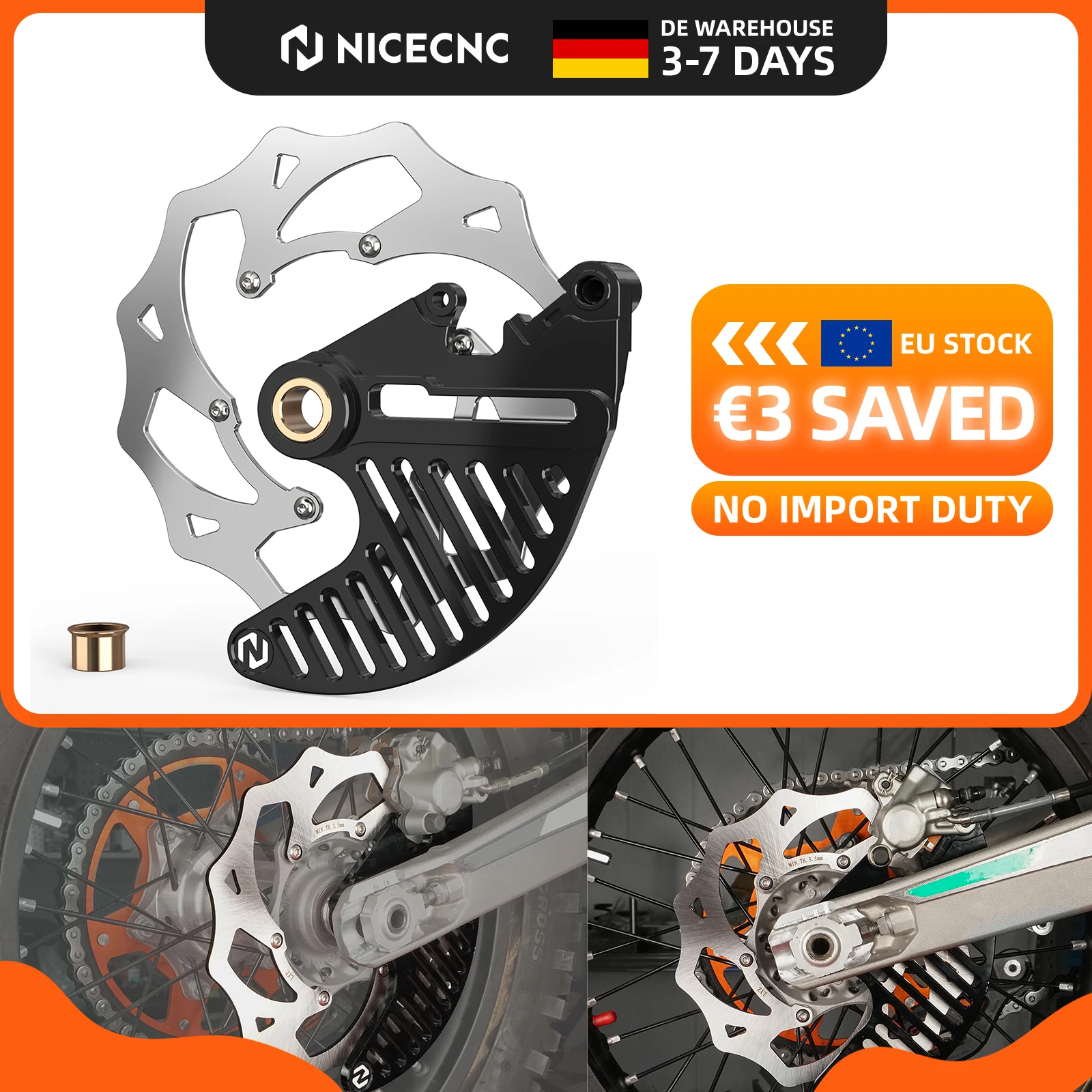 Image of (EU-Lager) Für STARK VARG MX/EX Elektro-Dirtbike 2024 2025 240mm Flame Übergroße Hinterrad-Bremsscheibe & Hinterrad-Bremsscheibenschutz