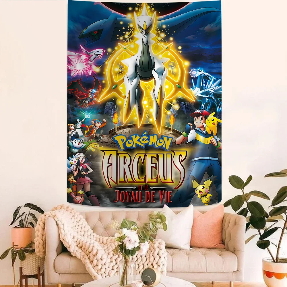 P-Pokemon T-The A-Arceus Chronicles Colorful Tapestry Wall Hanging Hanging Tarot Hippie Wall Rugs Dorm Wall Art Decor