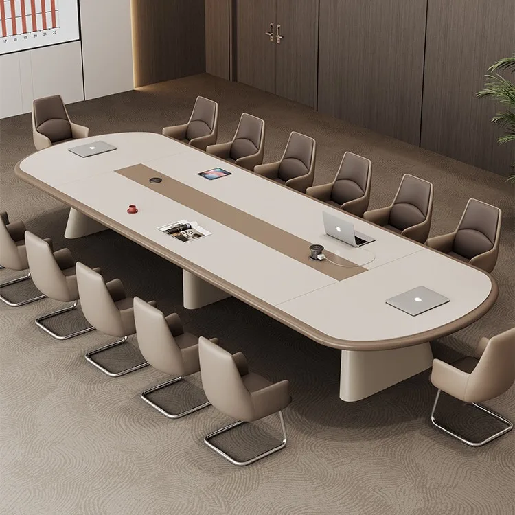

2024, новый овальный современный простой деревянный стол для конференций, стол для переговоров на несколько человек, стол для конференц-зала