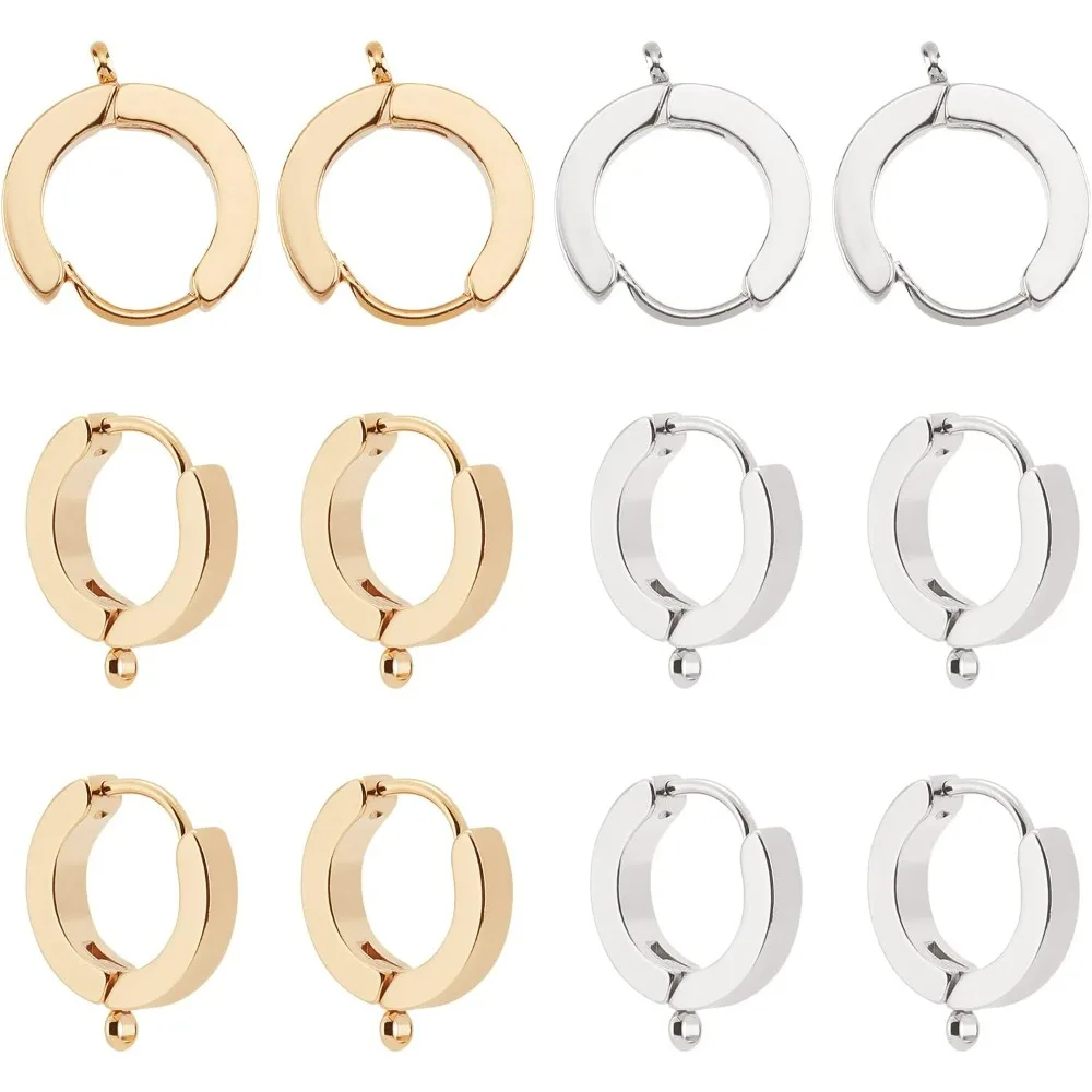 12pcs 2 Colors Huggie Hoop Earrings Stainless Steel Small Hoop Earrings Hypoallergenic Cartilage Earrings with Loop Making Kit