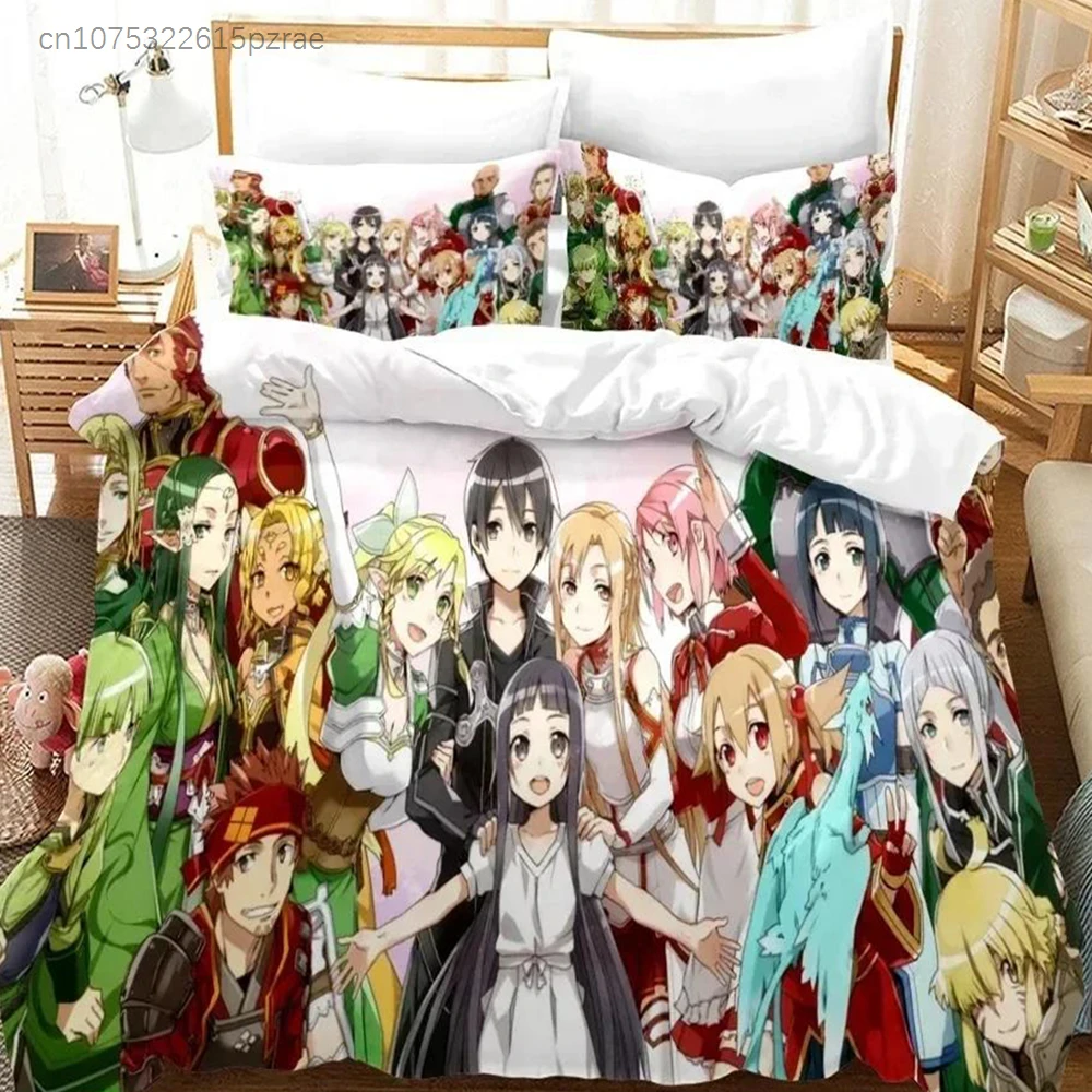 High Quality 3D Digital Printed Sword Art Online Pattern Duvet Cover With Pillow Cover Bedding Set Anime Bed Set Bedroom Deocr