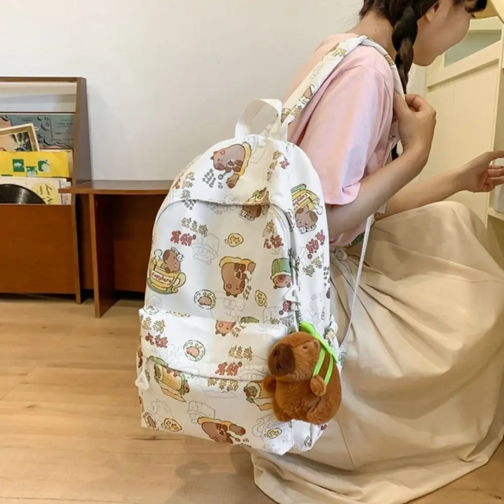 

Милый вместительный рюкзак капибара в Корейском стиле, сумка на плечо капибара с подвеской, детская школьная сумка капибара с героями мультфильмов