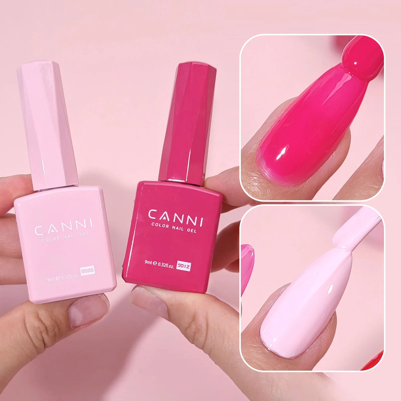 CANNI 12pcs 9ml Gel Nail Polish HEMA TPO Free UV LED Soak Off Long Lasting Nail Varnish Nude Red Pink Nude Red Green DIY Salon