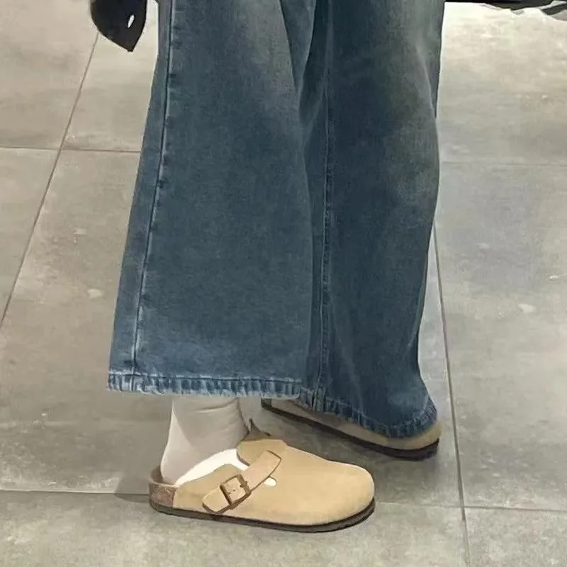 2025 صنادل نسائية سهلة الارتداء على الطراز الكوري، سهلة الارتداء، ملابس غير رسمية، أحذية مفتوحة من الأمام