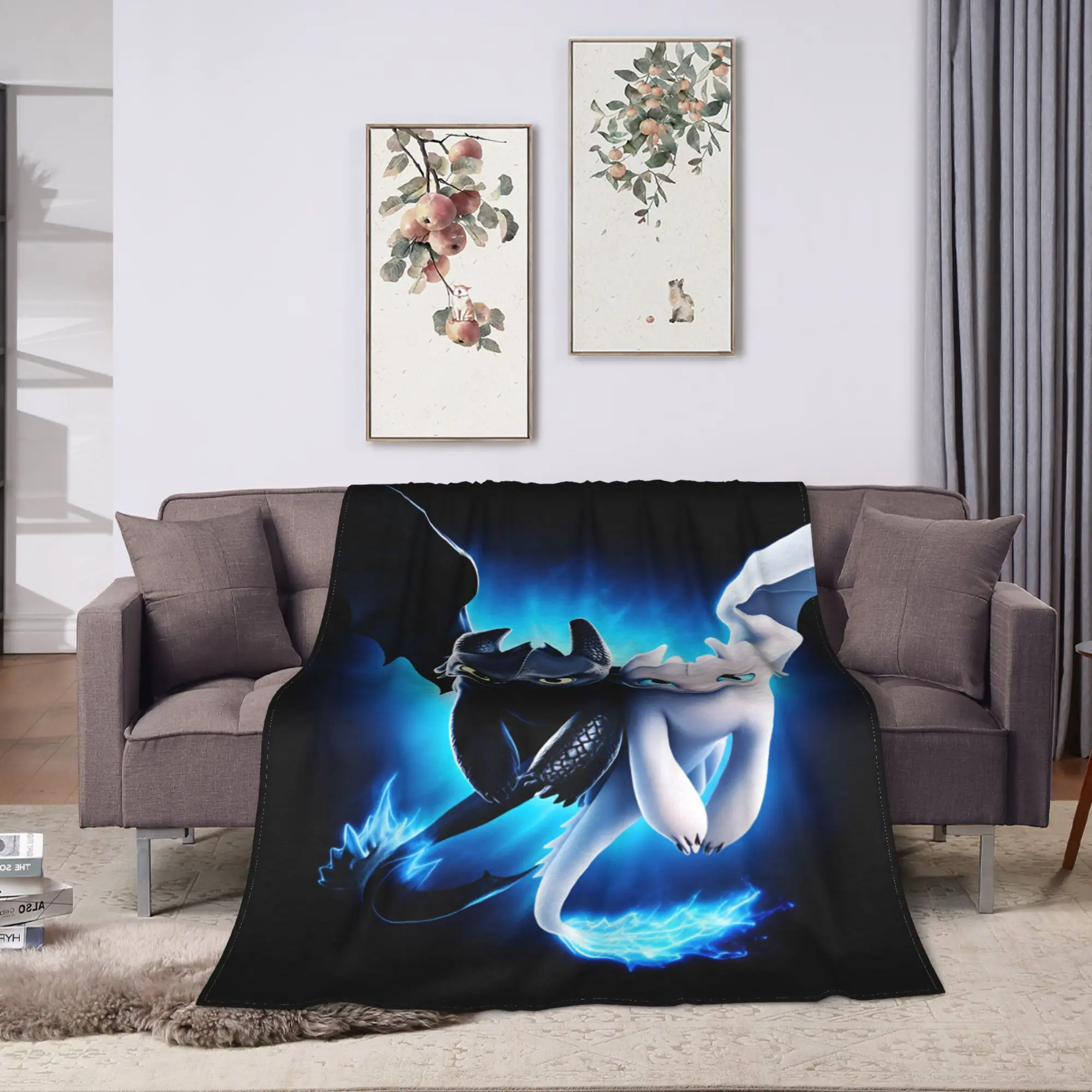 Blanket Airplane Travel H-How To TT-rain Your Dragon Throw Blanket  Flannel Bedspread For Outdoor Graphic Sofa Bed Cover