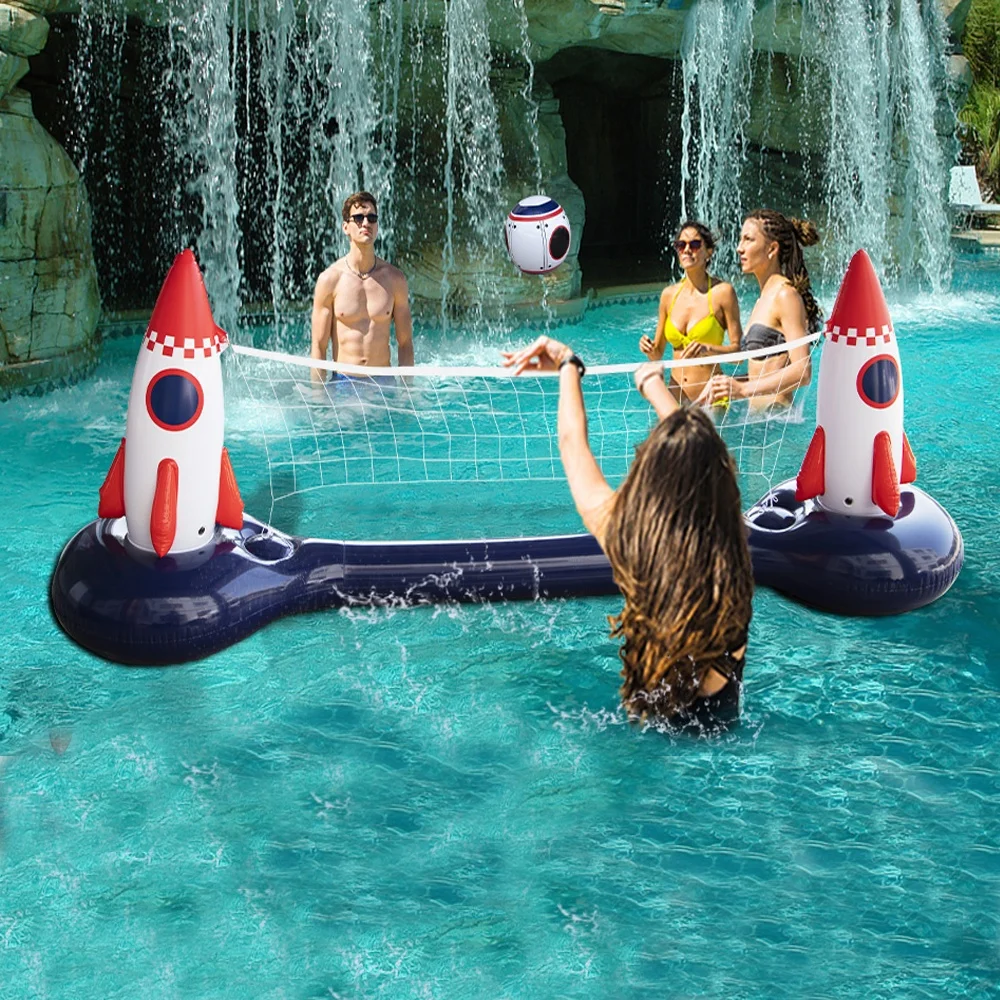 PVC Rocket Water Ball Stand inflatable pool volleyball set Floating volleyball net Pool Float Set Water Game outdoor sport