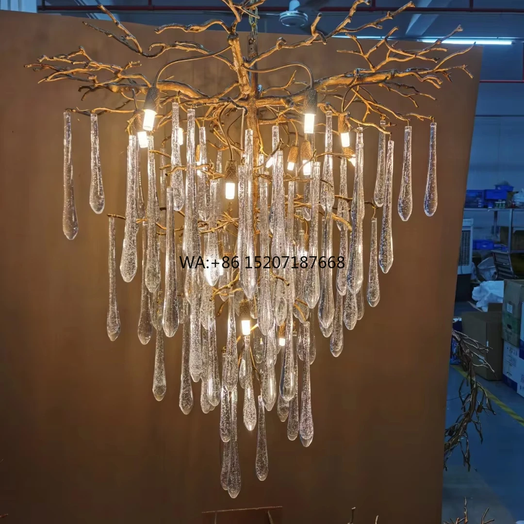 Customized Modern LED Pendant Lamp Glass Chandelier Square/Oval/Long Shape for Hotel Decorative Hanging Light Design