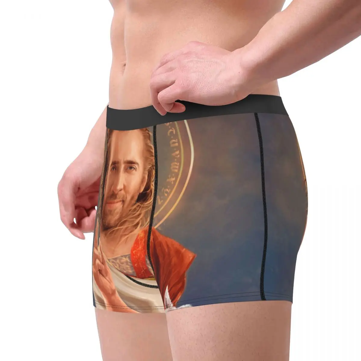 Custom Fashion Saint Nicolas Cage Boxers Shorts Panties Male Underpants Stretch Funny Meme Briefs Underwear