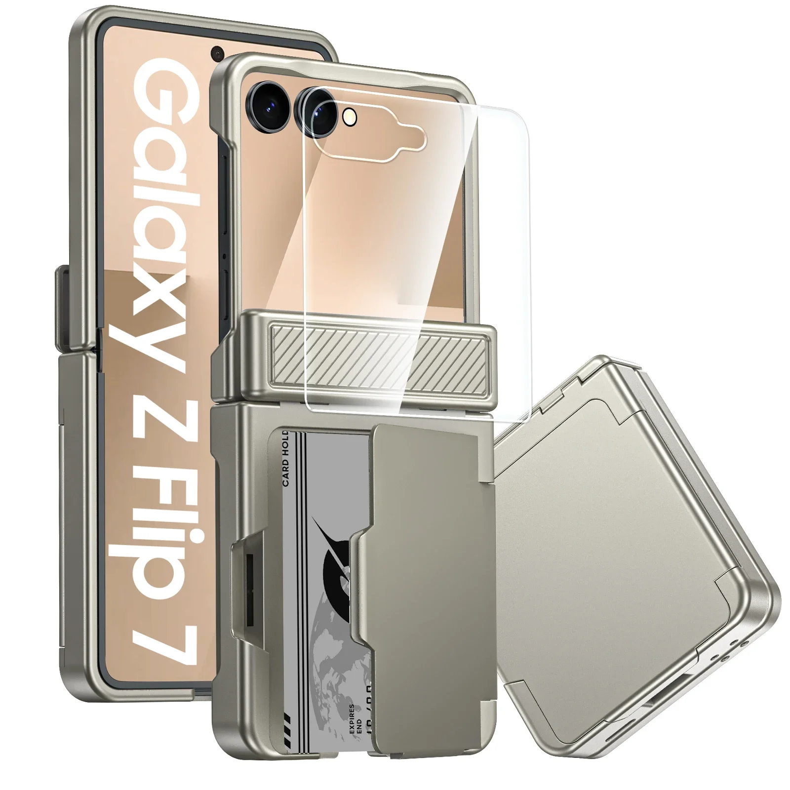 for Samsung Galaxy Z Flip 7 Phone Case,with Card Clip [RFID 