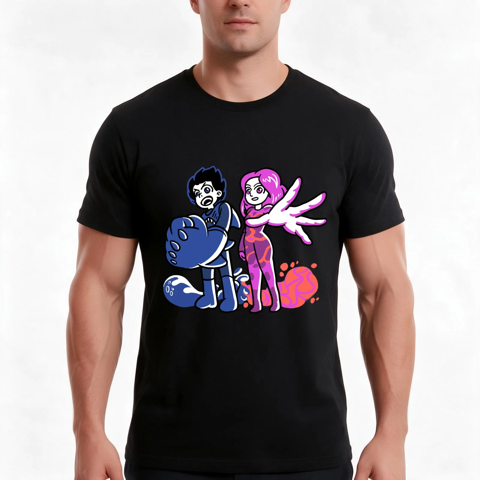 Sharkboy and Lavagirl T-Shirt, Summer Casual Cotton Tee, Oversized Streetwear Tops, Vintage Graphic Print, Unisex Men Women