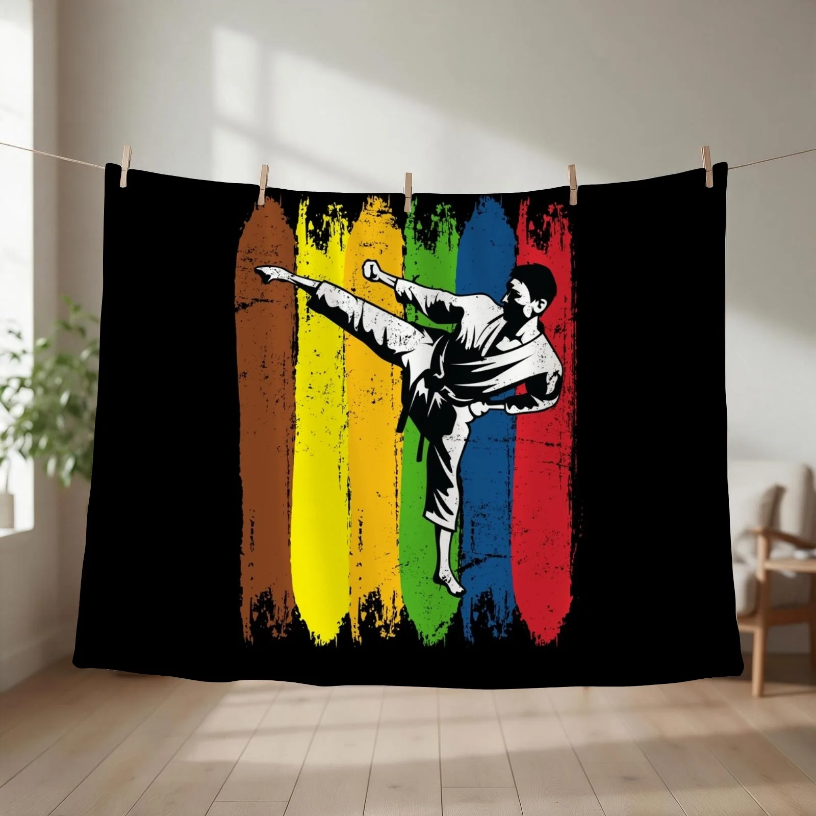 Karate fighter karate Throw Blanket couch cozy soft plush fuzzy picnic outdoor blanket