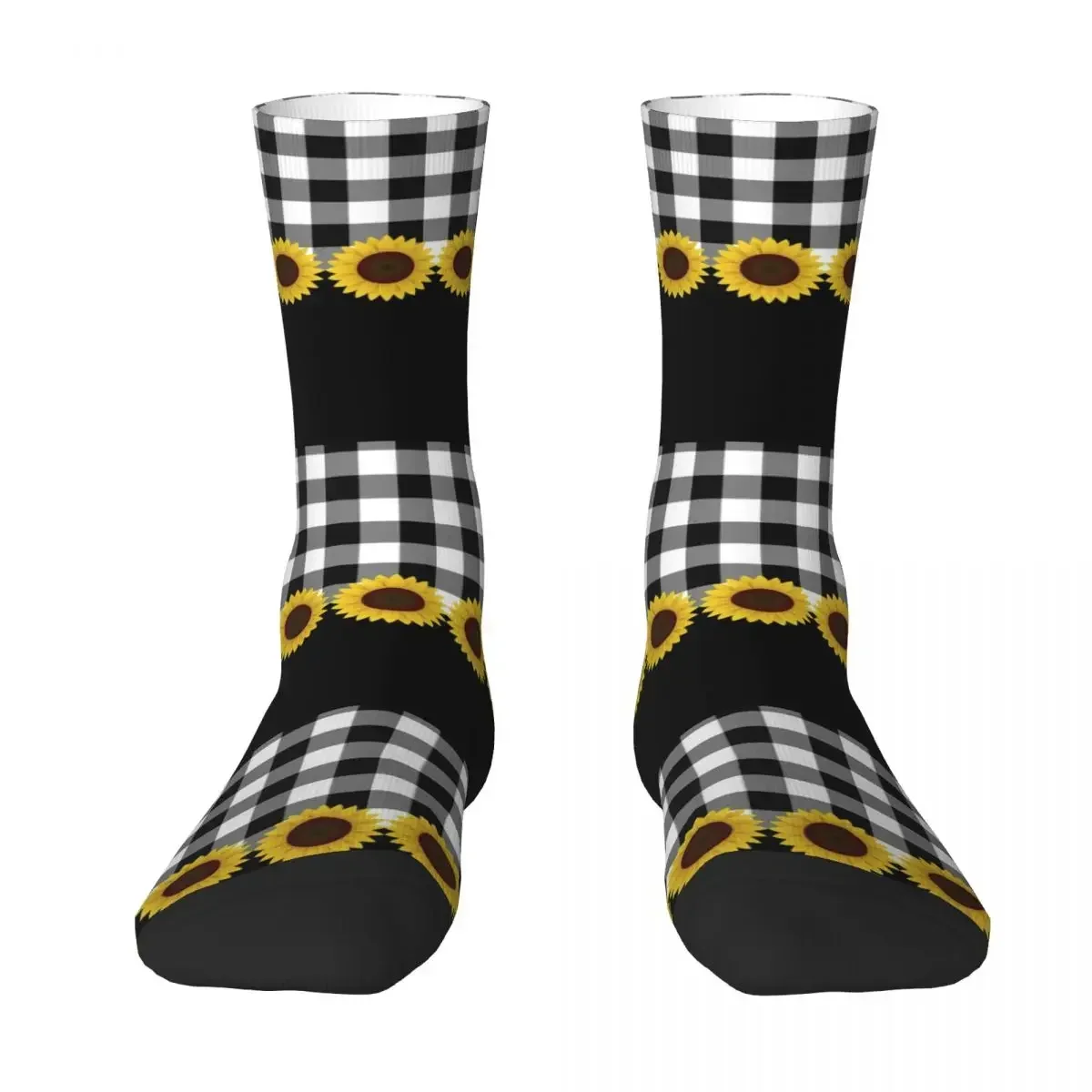 Buffalo Plaid & Sunflower Socks Harajuku High Quality Stockings All Season Long Socks Accessories for Man's Woman's Gifts