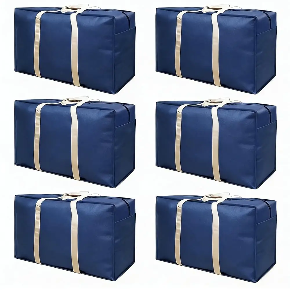 

Набор из 6 сумок для переезда, упаковочные сумки с 2 металлическими молниями и ручками для переноски, большие сумки для хранения объемом 22,46 галлонов (США) для одежды, экономия места