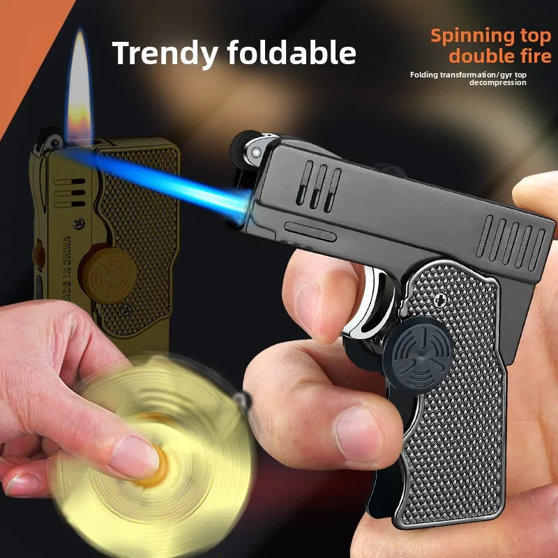 Gun Type Split Type Lighter Creative Butane Gas Lighter Can Hold 8 Regular Cigarettes Personalized Cigarette Box Lighters