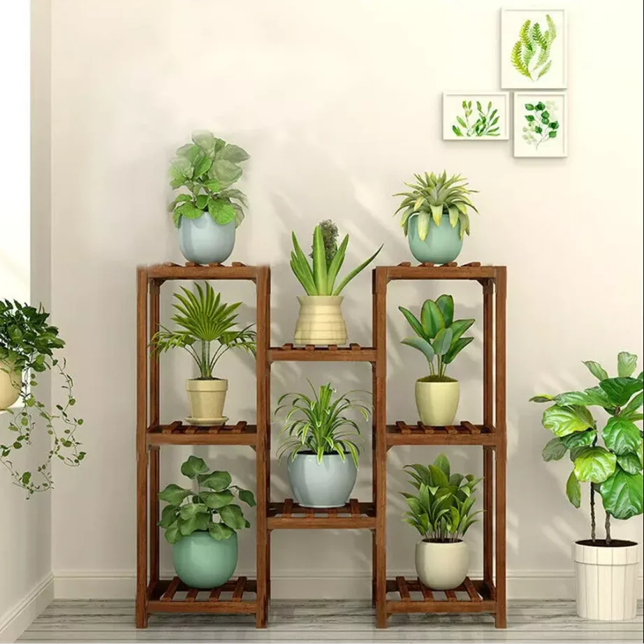 Multi-tier Plant Stand Wood Flower Rack Indoor Outdoor