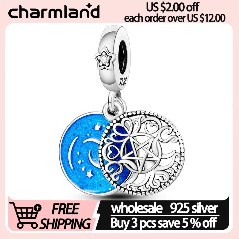 925 Sterling Silver Charms For Women Fits Original Bracelet Mystery Pentagram Pattern Zircon Fine Jewelry DIY Gifts