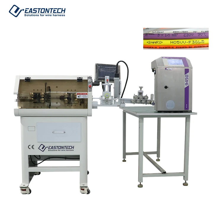 Automatic Electrical Wire Cable Cutting & Stripping Machine EW-05F+P Inkjet Marking Printing Machine for 1-30mm² ,2-6 Cores Wire