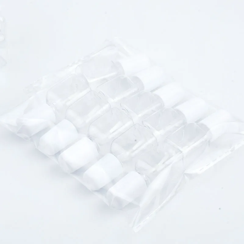 10pcs/lot 5g Mini Cute Clear Plastic Empty Square Nail Polished Bottle With White Cap Brush Plastic Nail Bottle For Children