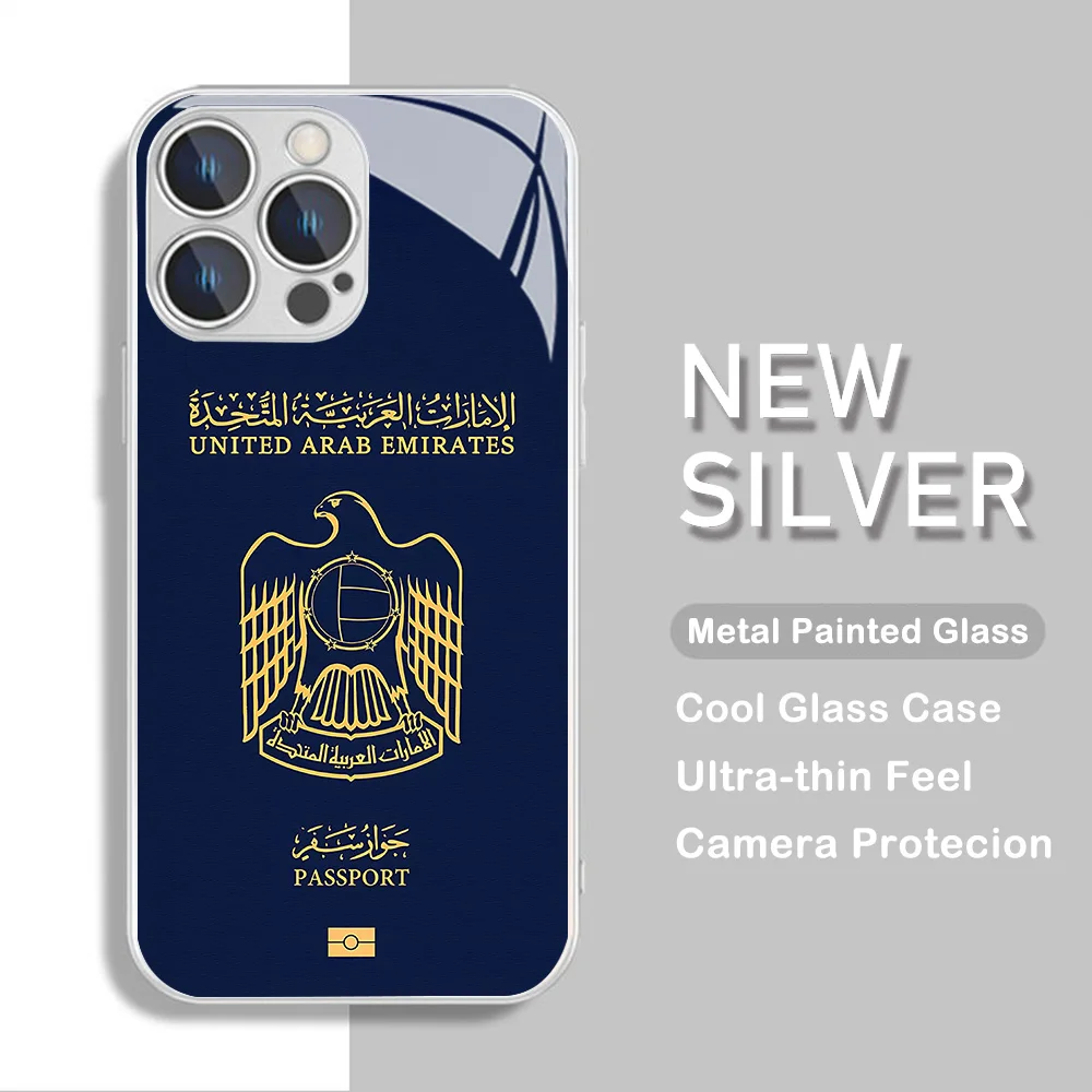 United Arab Emirates Passport Metallic-Color Phone Case For iPhone X XR XS 16 15 14 13 12 Mini 11 Pro Max 7 8 SE20 Plus Cover view 5