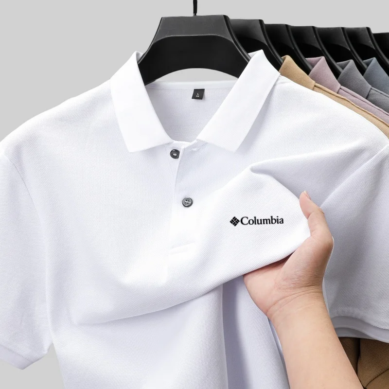 Polo de manga corta para hombre, nuevo, moderno, cómodo, estilo casual de negocios con botones, transpirable