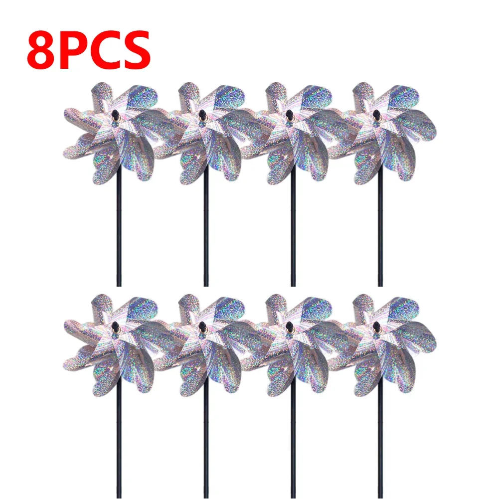 APWIKOGER 1-10PCS DIY Silber Laser Vogel Repellent Für Bauernhof Outdoor Vogel Repeller Rasen Dekor Vogel Repeller Windmühle garten Rotierenden Windmil 8