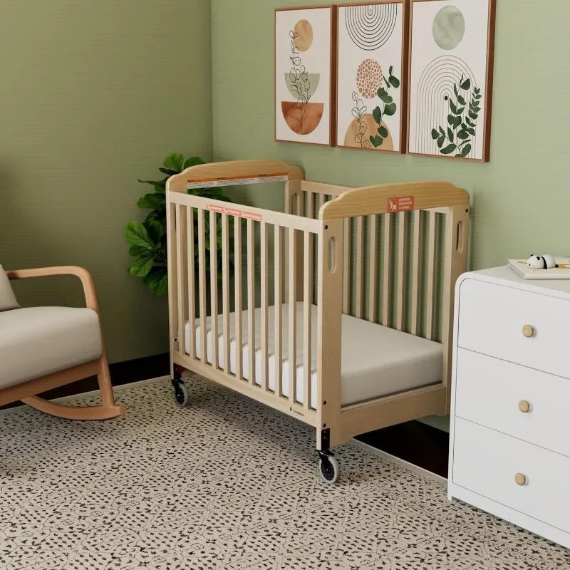 Foundations First Responder Evacuation Fixed-Side Crib, Features Clearview Panels, Includes Evacuation Frame, Oversized Casters