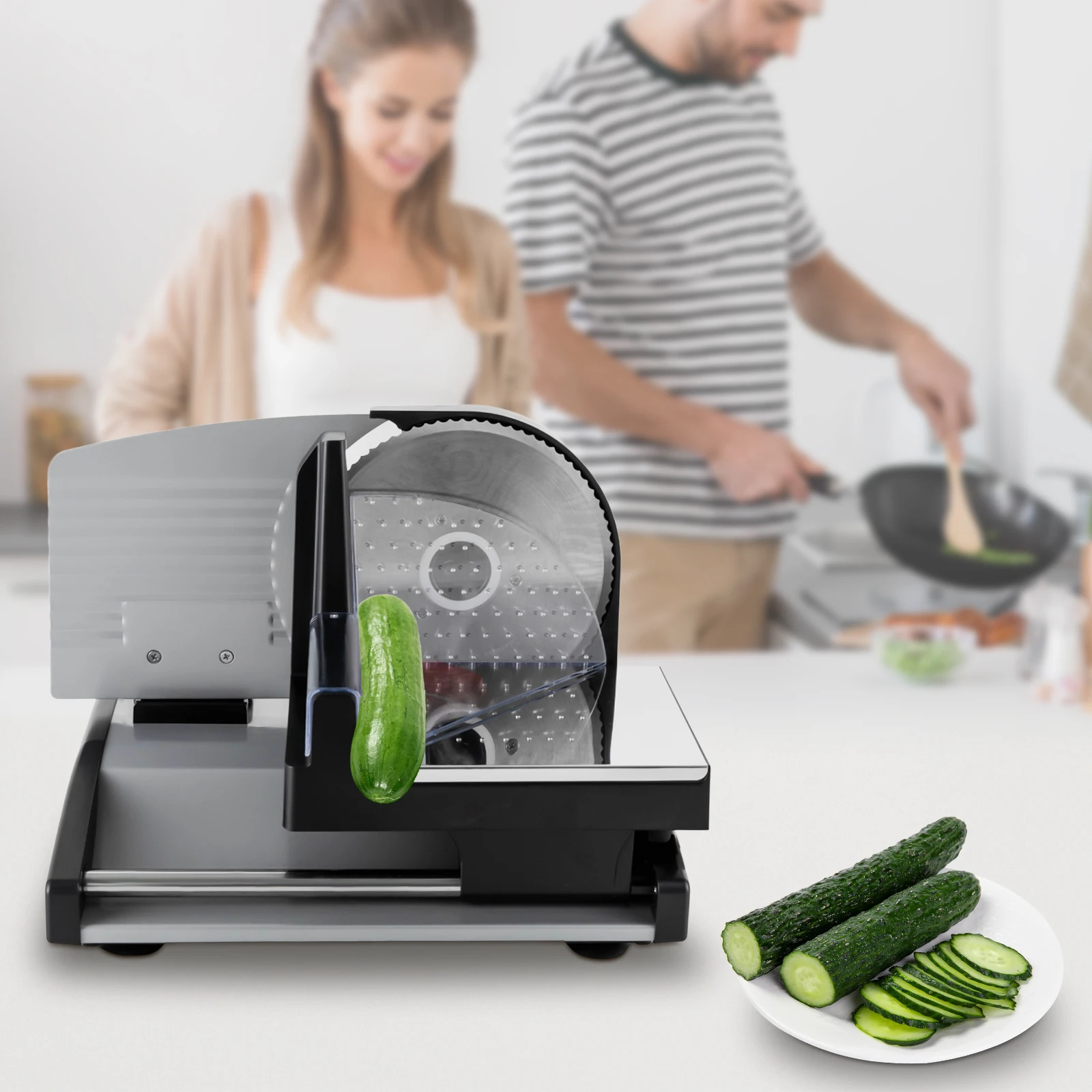 200W Small Electric Food Slicer Meat Food Household Desktop Meat Slicer Lamb&beef Slicers 1-15mm Bread Ham Meat Cutting Machine