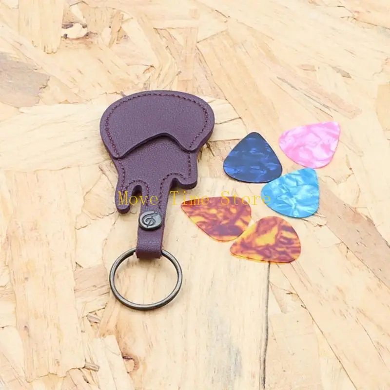 92ME Guitar Picks Case مع 5 اختيارات ، حقيبة تختار الجلود واختيار الحمل مع Keyring لقيثارة الجيتار الجيتار