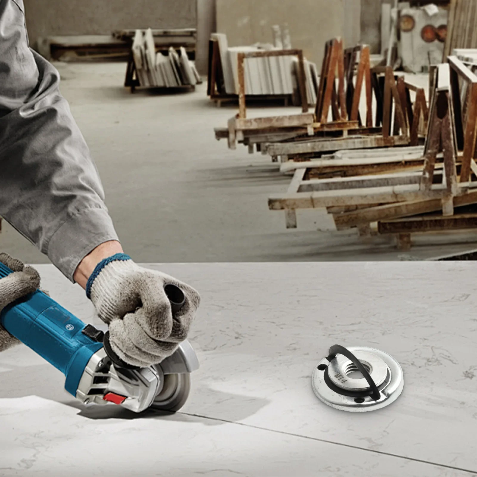 

Angle Grinder Flange Self-Locking Pressing Plate Cutting Grinding Silver Black Not Easy To Slip Quick Use Stable Grip