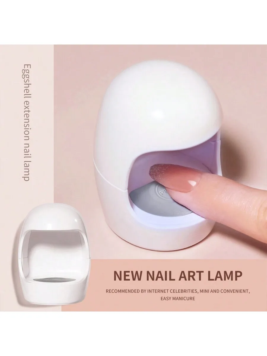 White Mini Q-Shaped Nail Lamp, UV/LED Dryer, Quick Drying Gel Dryer, For Home Nail Art DIY
