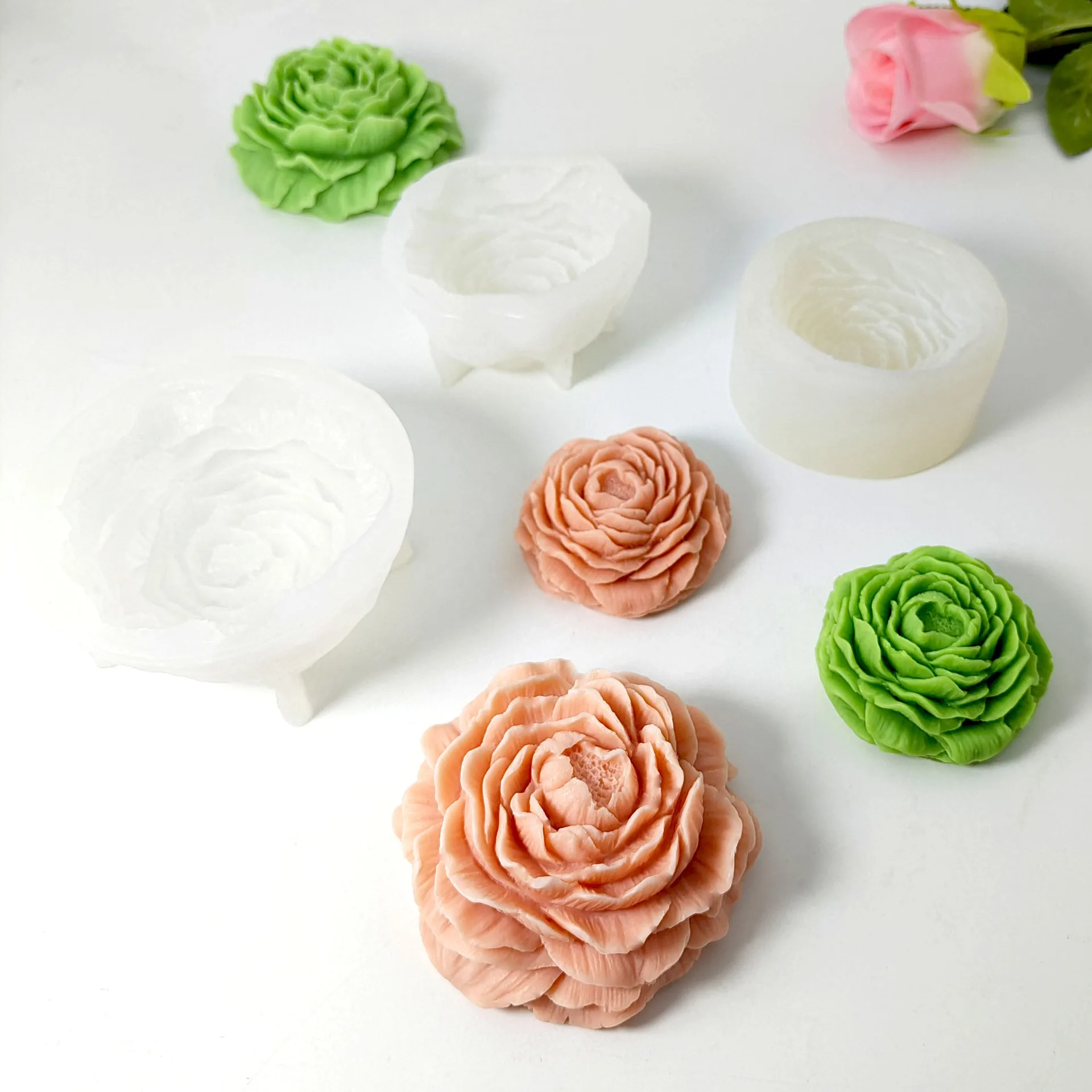 3D Peony Candle Silicone Mold DIY Various Flowers and Plants Soap Aromatherapy Epoxy Resin Mold Chocolate Cake Baking Tools