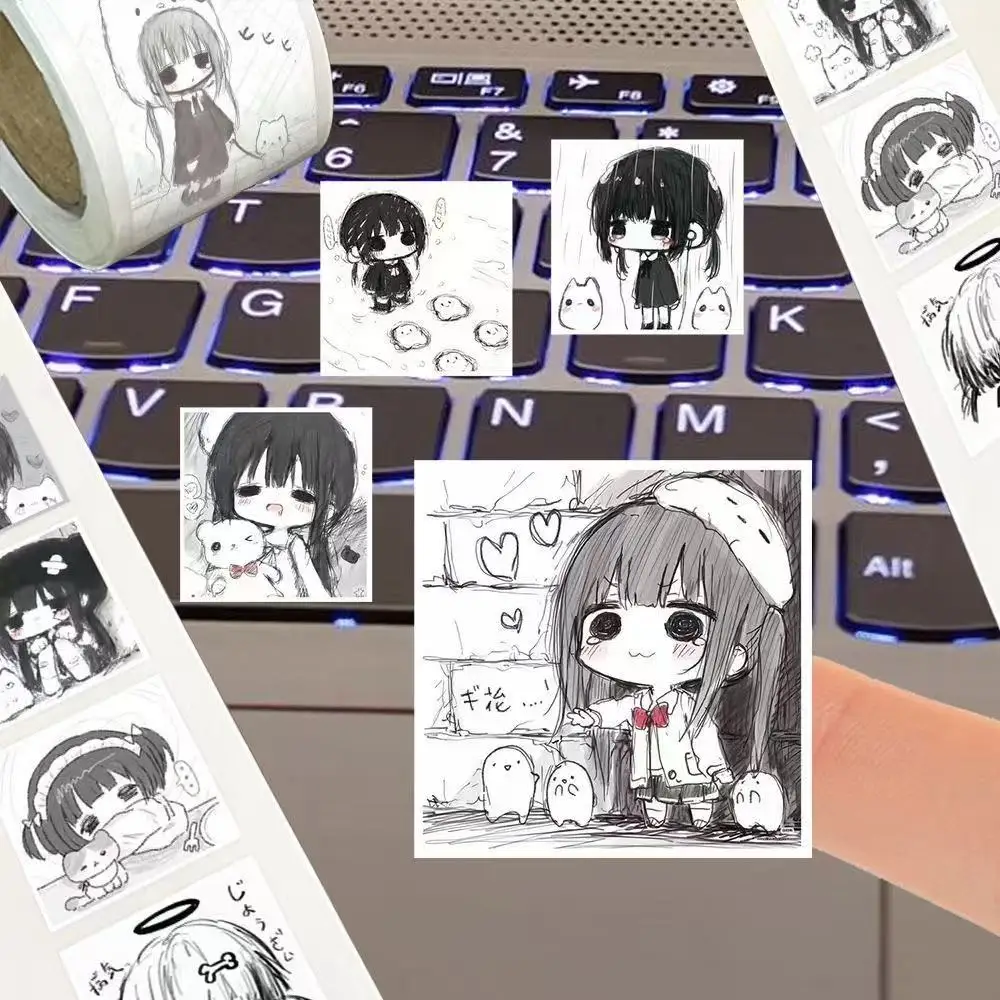 New Japanese Soft and Cute Hand-painted Cute Girl Avatar Roll Stickers with Beautiful Asian Girls Decorative Note Stickers Gift