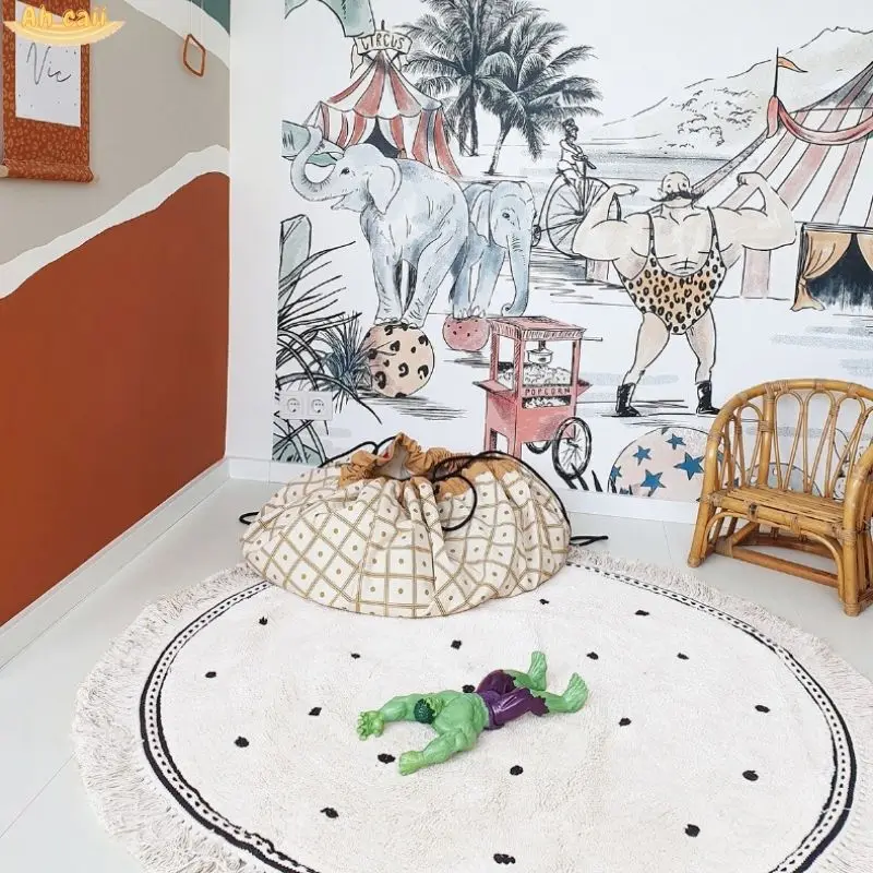 Tapis pelucheux blanc pour salon, tapis de jeu pour enfants, doux, à pois, en peluche, pour chambre à coucher