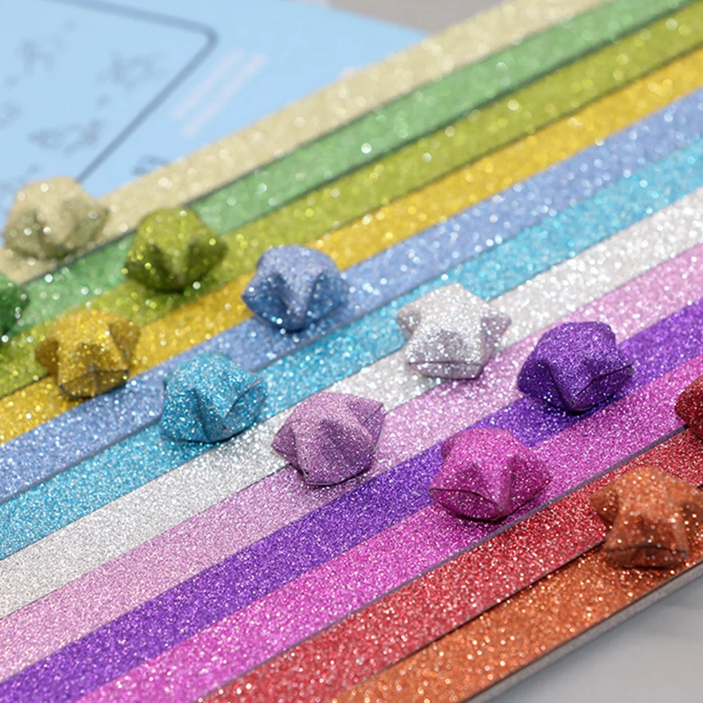 18 pacote diy estrela papel glitter arco-íris colorido para vários projetos de artesanato escolas e entretenimento glitter estrela papel