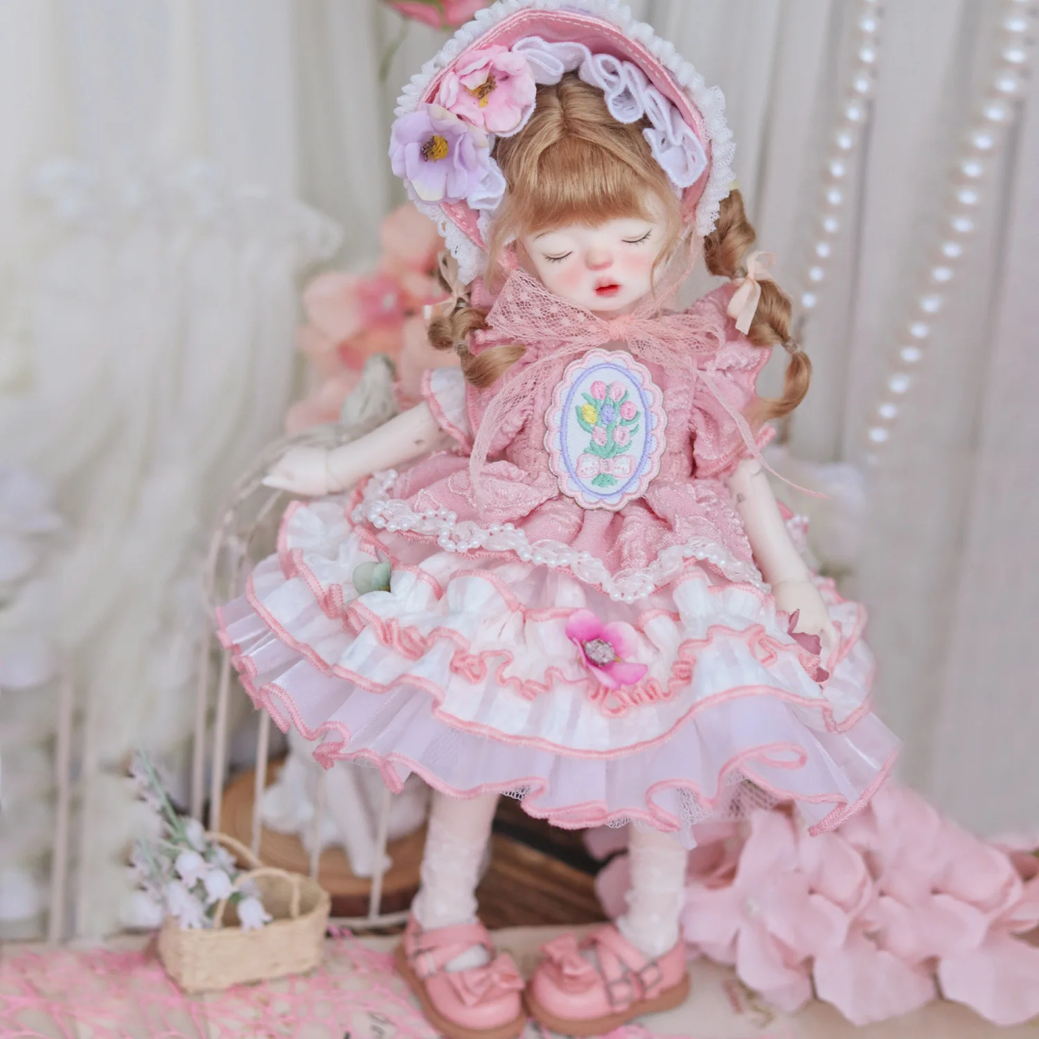 1/6 Vestiti BJD, Abito da bambola rosa "Rose Manor" Indumenti fatti a mano in stile pastorale Spedizione gratuita