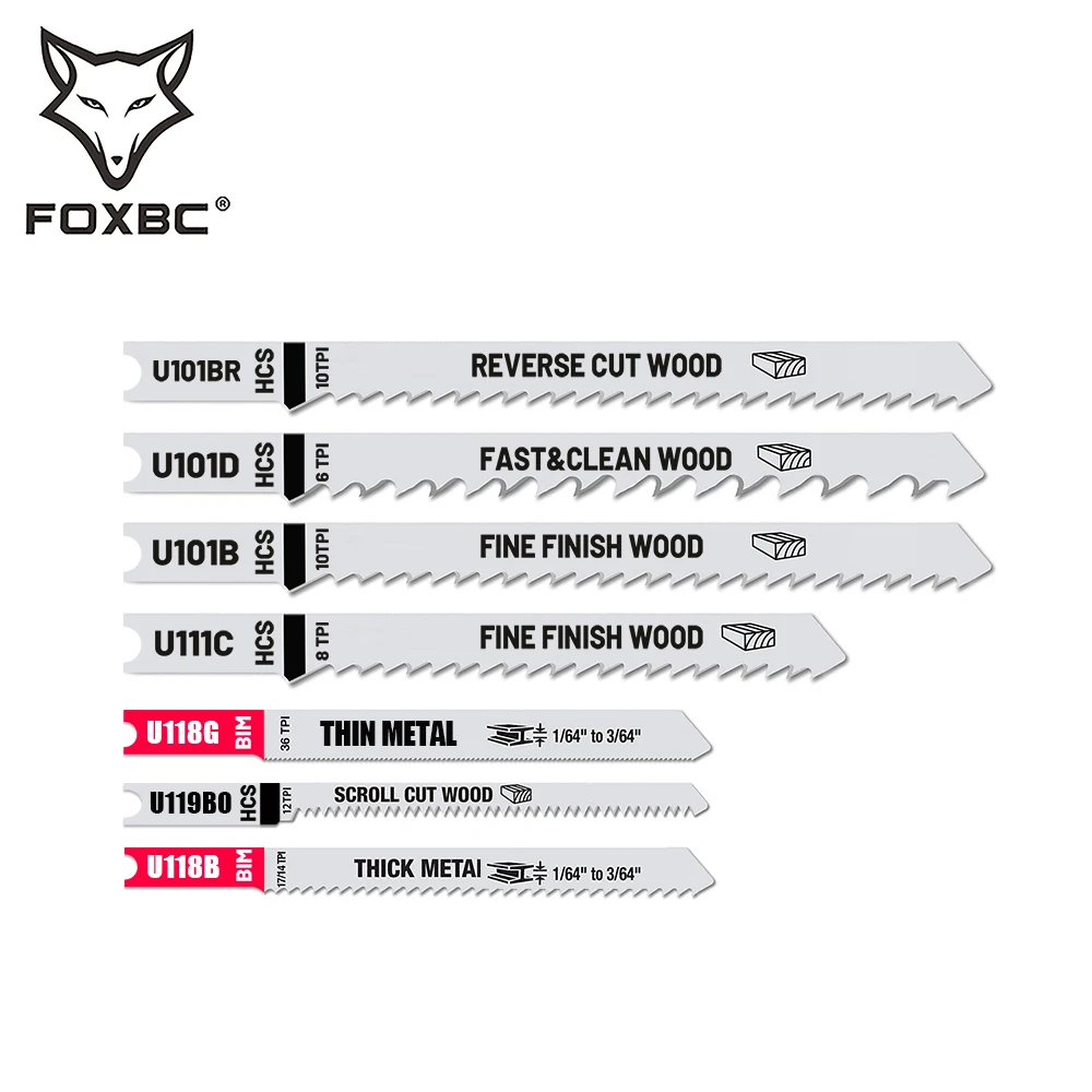 FOXBC Jigsaw Blades U Shank for Wood Metal Cutting Fits Black and Decker, Dewalt, Ryobi, Bosch, Makita, Craftsman 32pcs