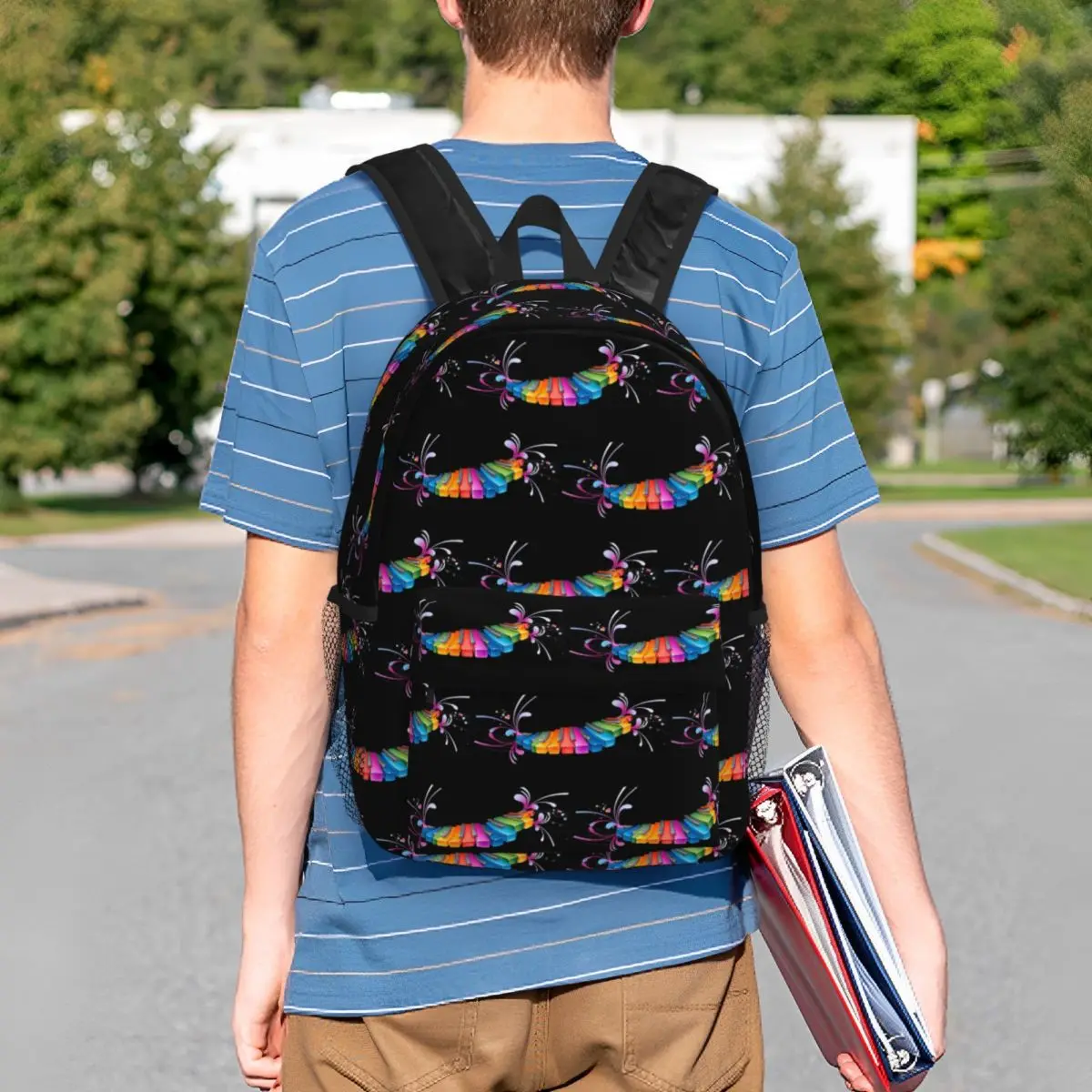 Colorful Piano Graffiti Theme Backpack Student BookBag Children School Bag Laptop Shoulder Bags for Boys Girls