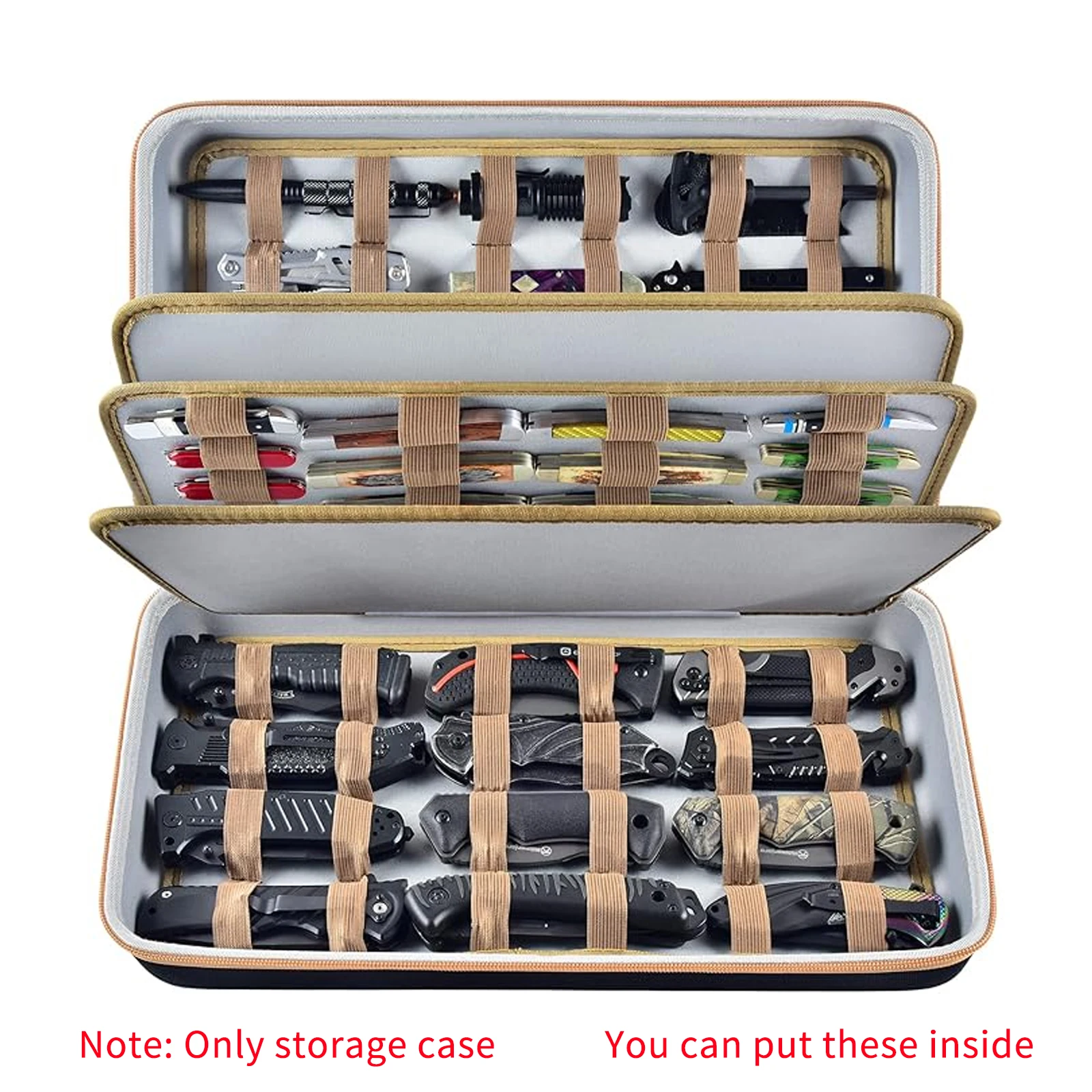 Knife Display Case for 64+ Pocket Knives, Butterfly Knife Storage Box, Folding Knives Organizer Holder, Knives Collection Organi