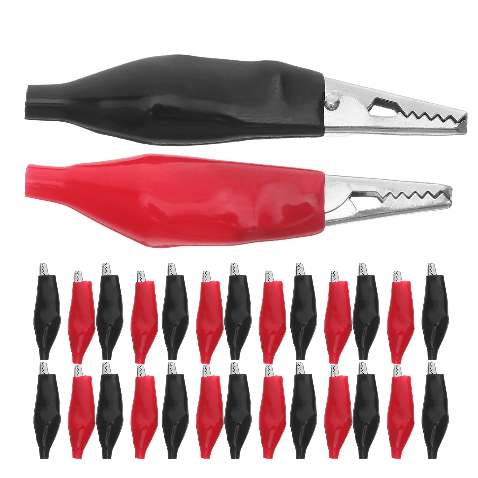 

48Pcs Insulated Alligator Clips Electrical Test Clips Red Black Covered Jumper Clamps Protective Soft Cover for Battery Testing