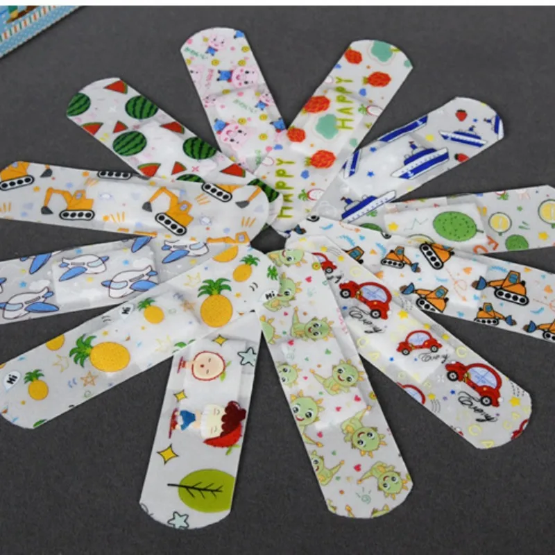 100pcs/set Cartoon Band Aid for First Aid Strips Kawaii Wound Plasters Transparent Nontransparent Cute Patch Dressing Woundplast