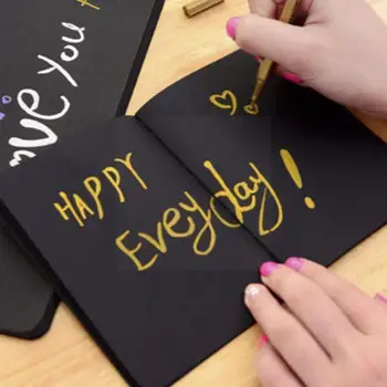 빈 검은 종이 스케치북 내부 페이지 일기 수첩 Diy 앨범 낙서 학교 용품, 미술 그림 그림 Pap N1r7