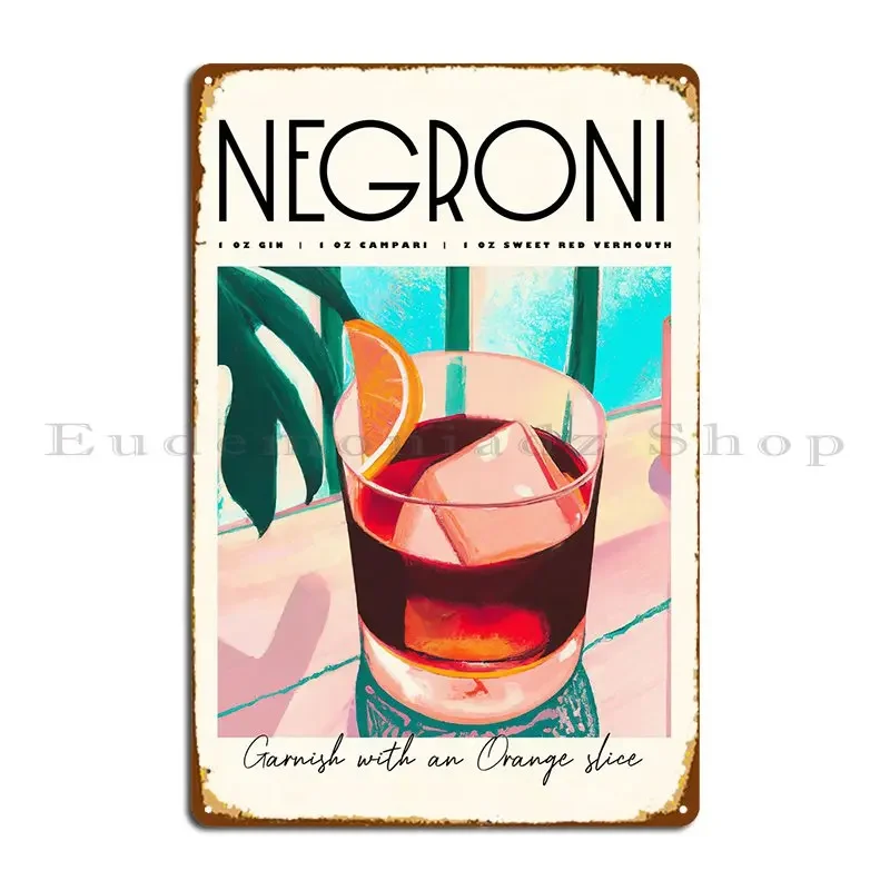 Iconic Negroni Cocktail Metal Plaque Poster Living Room Create Cinema Garage Club Tin Sign Poster