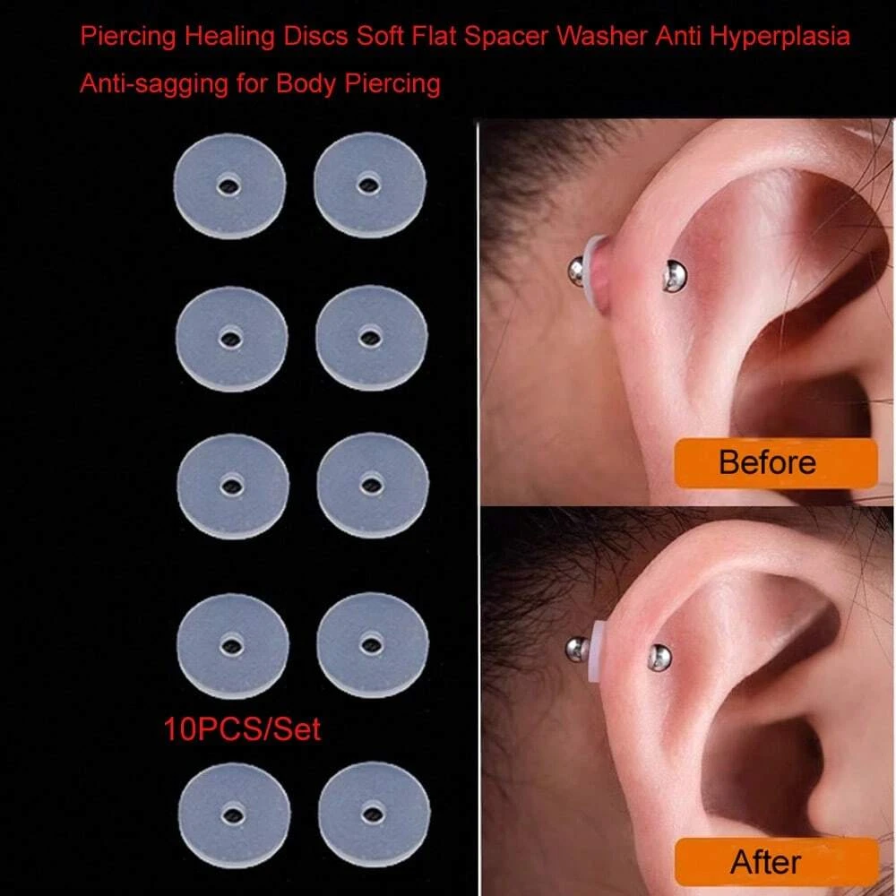 10PCS Piercing Healing Silicone Discs Flexible Anti Hyperplasia Prevents Irritation Inflammation Ear Stud Nose Ring Lip Piercing