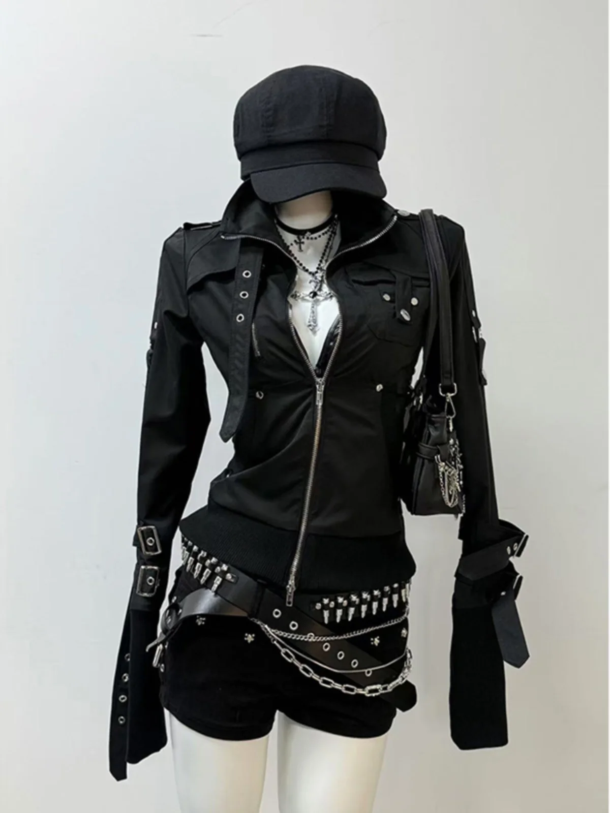 

Seeya Original Bla Retro Motorcycle Jaet Women's Autumn Winter American Sle Top Warm Cotton Blend Long Sve Zipper